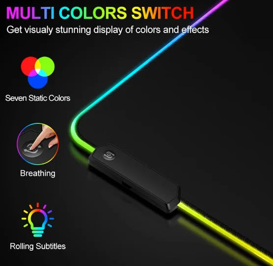 Mouse Pad Gamer Large Speed Edge Led 7 Colors Rgb Waterproof 300mm x 800mm