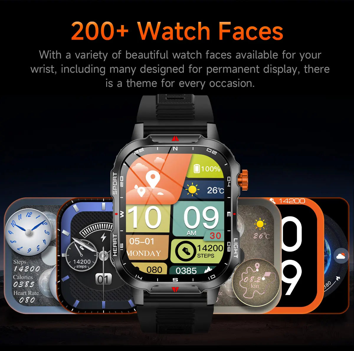 SENBONO V35 Smart Watch 1100mah Large Battery Compass Women's Cycle Management BT Call Message Push Sports Outdoor Smart Watch