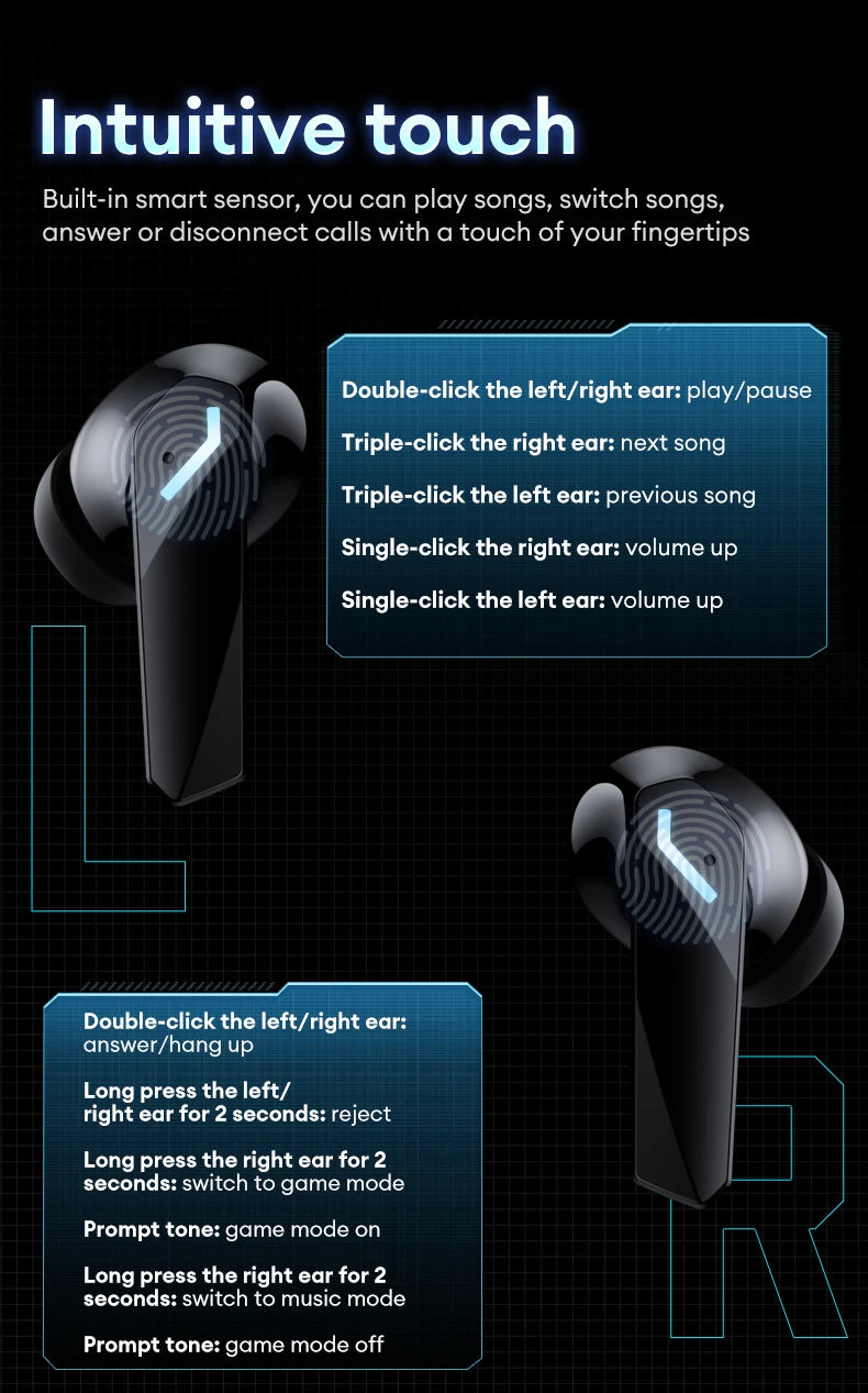 New Lenovo XT53 Wireless Bluetooth Earphones Low Latency Gaming Headphones HIFI Quality Sound HD Voice Noise Cancelling Earbuds