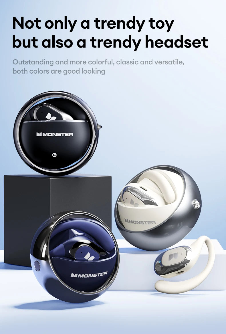 Monster MQO33 Wireless Bluetooth 5.4 Earphones Dolby Immersive Sound HD Call Headphones Sports Noise Reduction Open Ear Earbuds