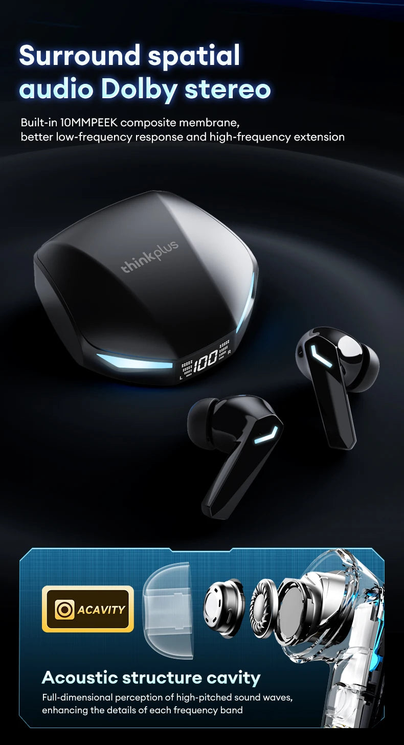 New Lenovo XT53 Wireless Bluetooth Earphones Low Latency Gaming Headphones HIFI Quality Sound HD Voice Noise Cancelling Earbuds