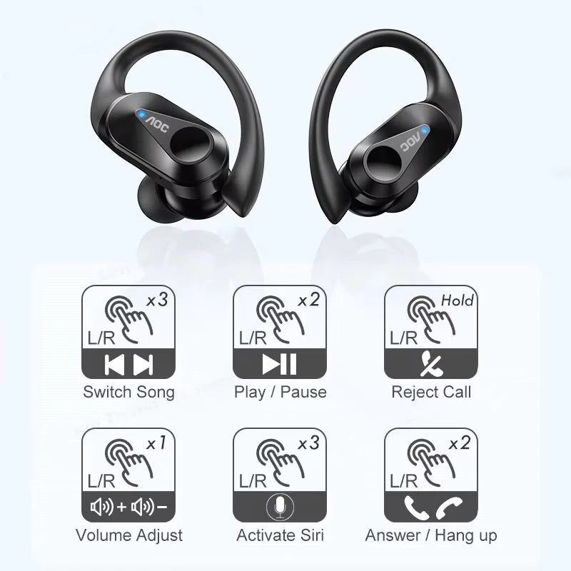 AOC ACT3521 Wireless Earphones OWS Ear Hook Bluetooth HIFI Stereo Earbuds Gaming Low Latency IPX5 Waterproof Sport Headphones