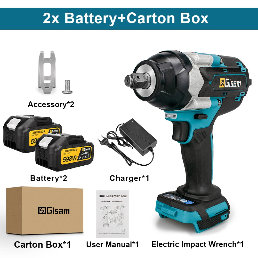 1800N.M Torque Brushless Electric Impact Wrench 1/2 inch Lithium-Ion Battery Cordless Wrench Tools For Makita 18V Battery Pins