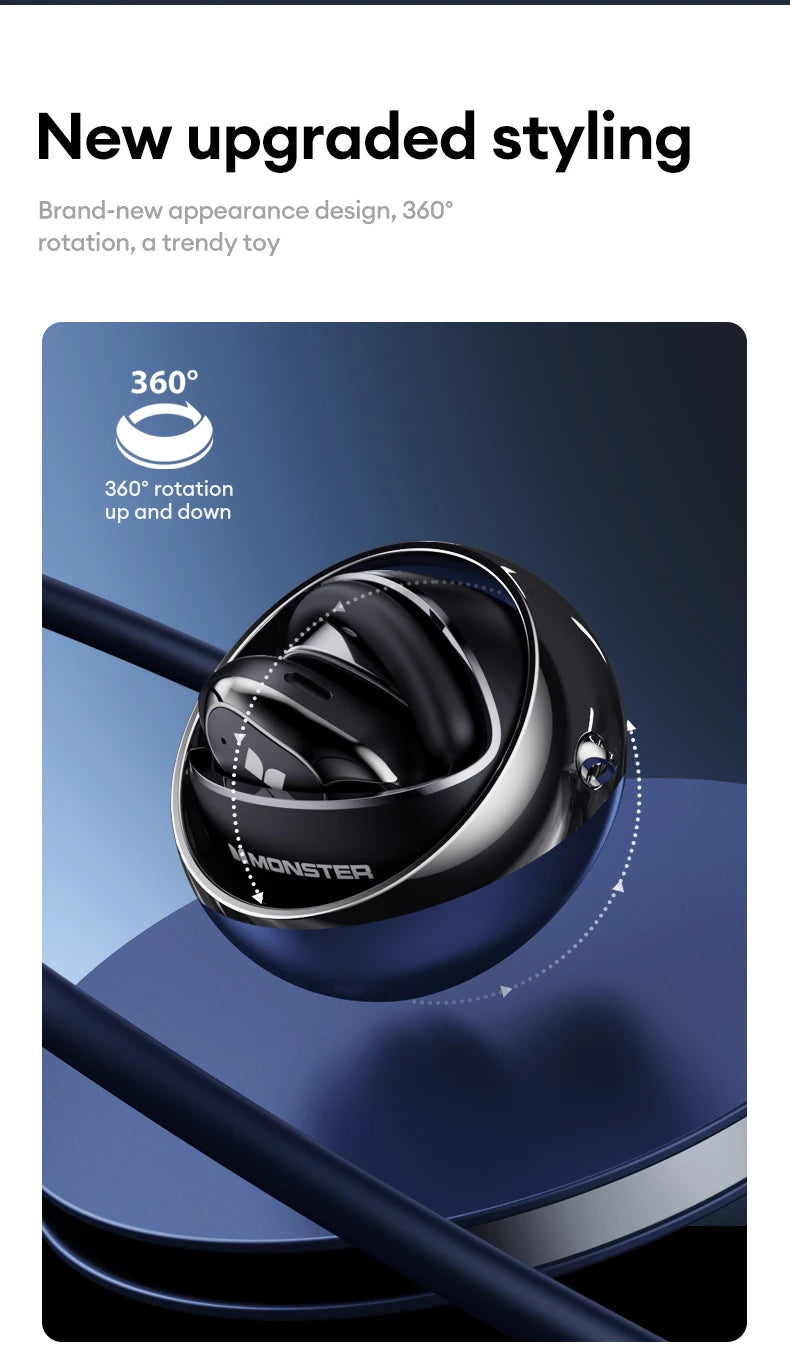 Monster MQO33 Wireless Bluetooth 5.4 Earphones Dolby Immersive Sound HD Call Headphones Sports Noise Reduction Open Ear Earbuds