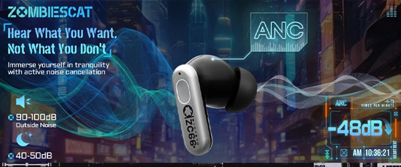 ZOMBIESCAT B5 TWS Bluetooth 5.4 Earphones 38ms Game Mode HD Call Noise Reduction Headphones 60H Long Endurance Gaming Headsets