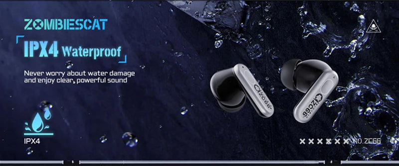 ZOMBIESCAT B5 TWS Bluetooth 5.4 Earphones 38ms Game Mode HD Call Noise Reduction Headphones 60H Long Endurance Gaming Headsets