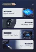 AOC ACT3521 Wireless Earphones OWS Ear Hook Bluetooth HIFI Stereo Earbuds Gaming Low Latency IPX5 Waterproof Sport Headphones