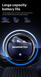 Monster MQO33 Wireless Bluetooth 5.4 Earphones Dolby Immersive Sound HD Call Headphones Sports Noise Reduction Open Ear Earbuds